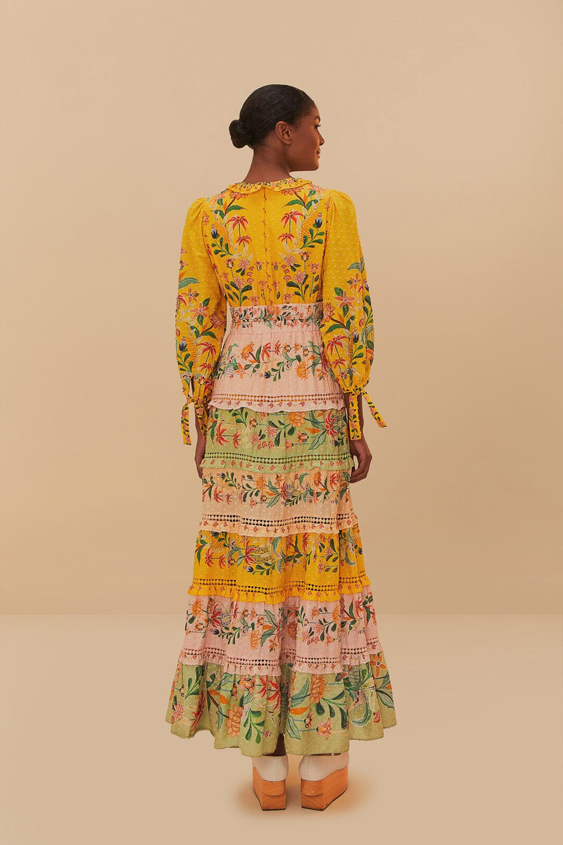 Mixed Delicate Flowers Long Sleeve Maxi Dress 5
