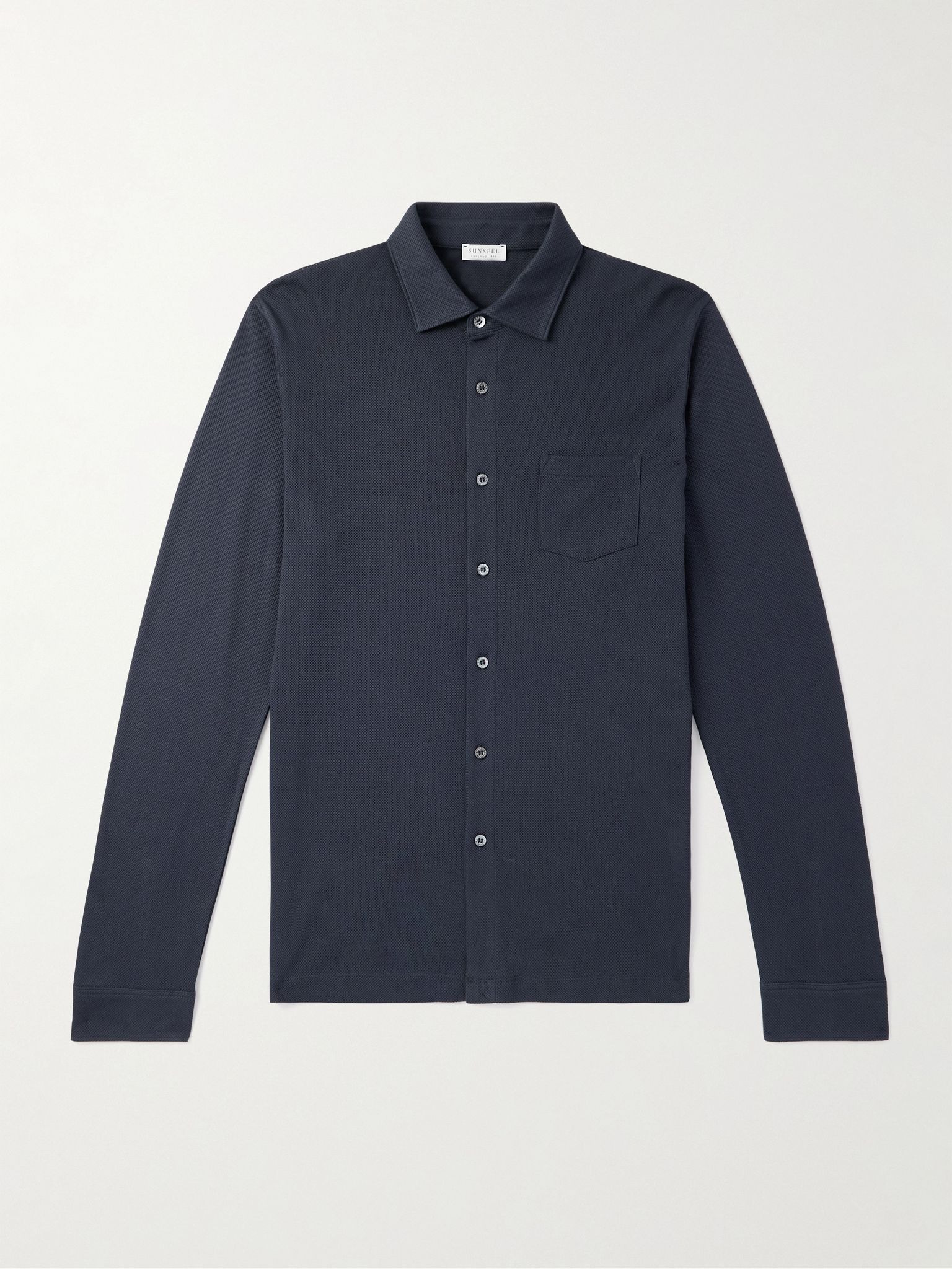Riviera Supima Cotton-Mesh Shirt Navy - 1