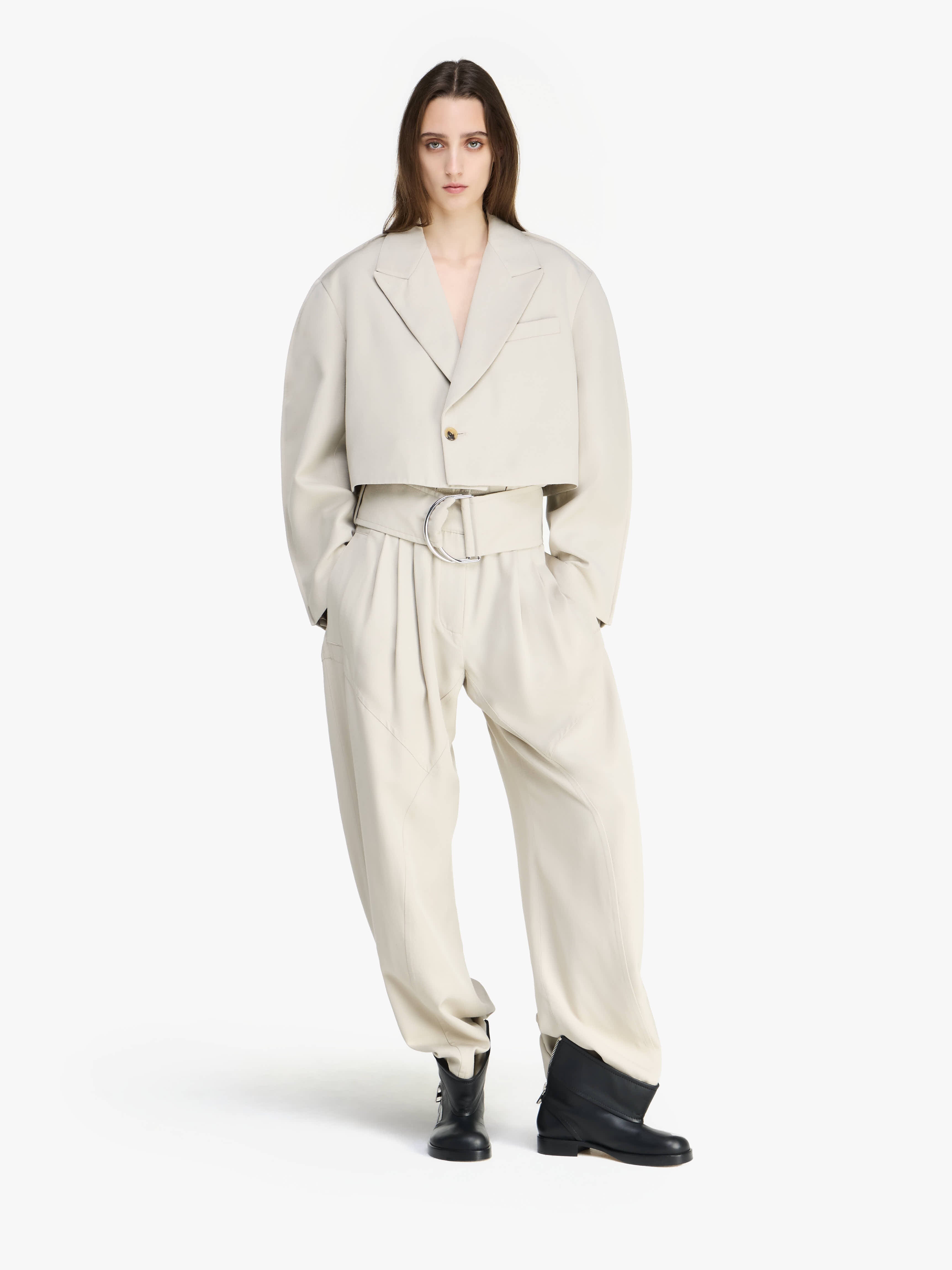 CROPPED ROUNDED TAILORED JACKET - 2