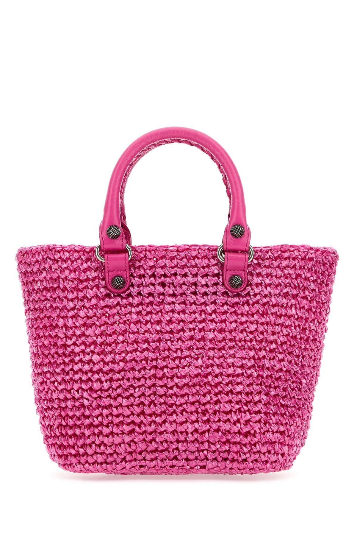 Fuchsia raffia small Le Cagole Panier handbag - 3