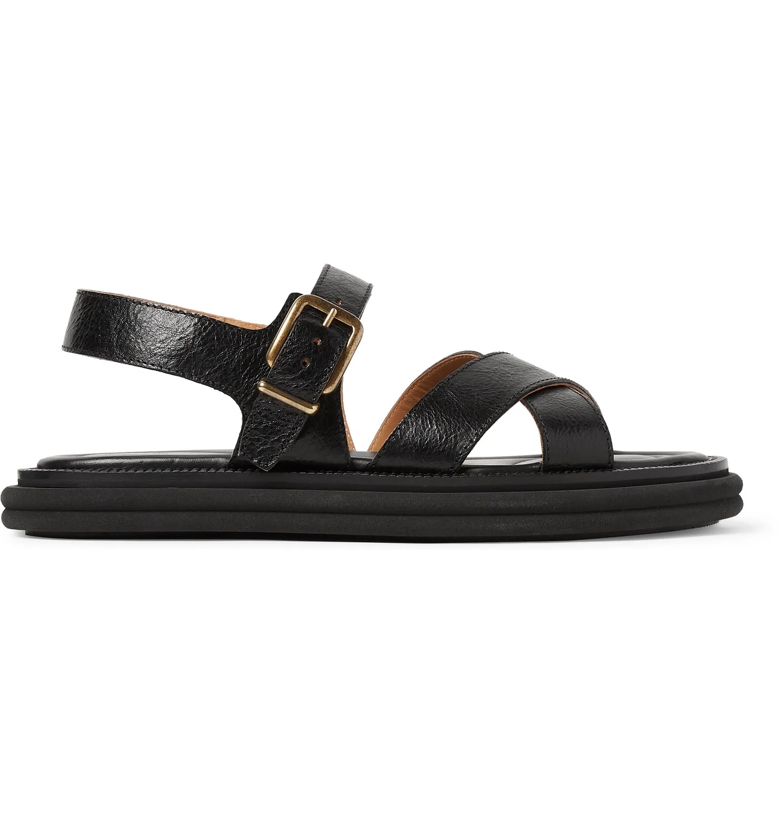 Textured-Leather Sandals - 1