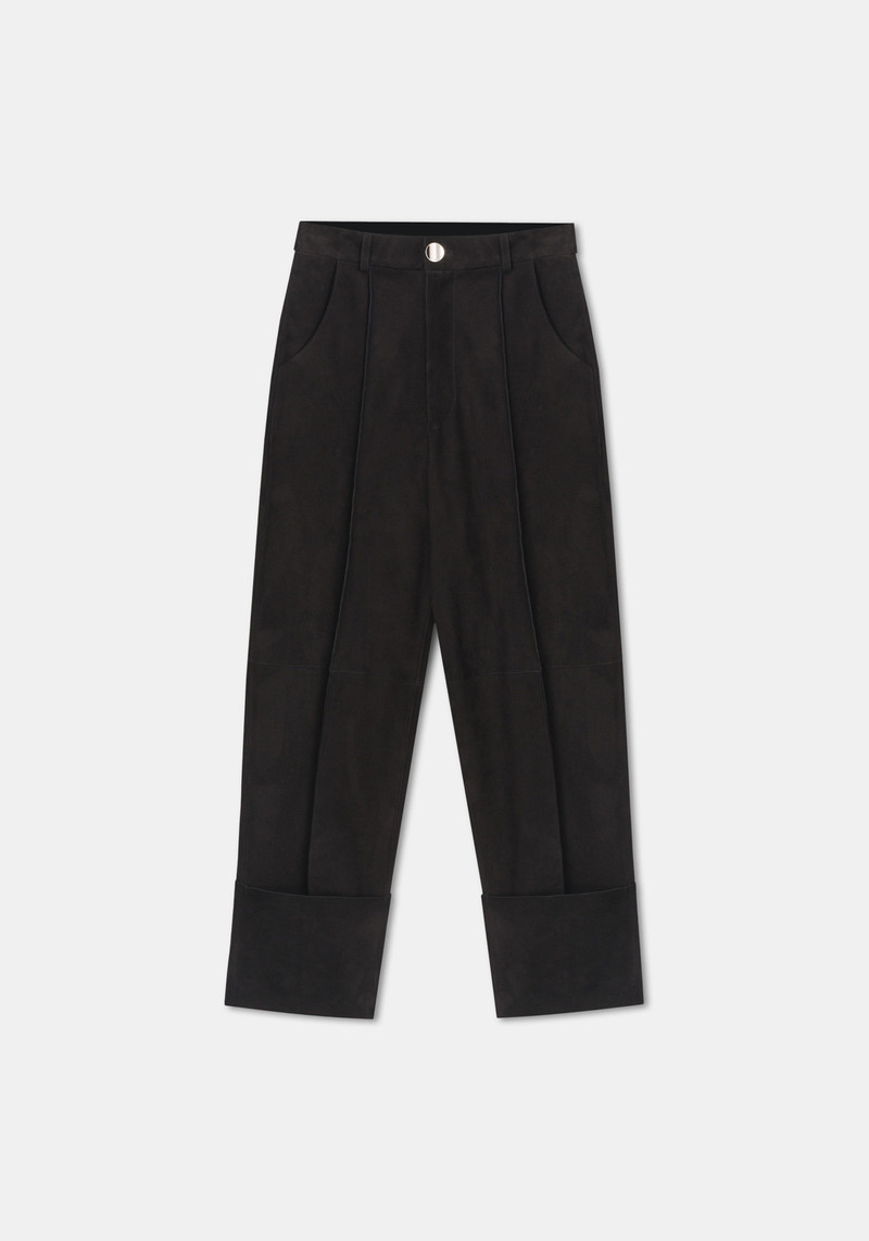 WENDERS Suede cuffed straight-leg pants 1