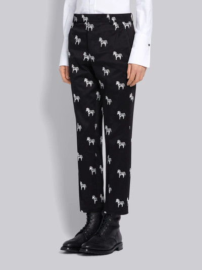 Thom Browne Black Cotton Twill Zebra Icon Embroidered Chino Trouser outlook