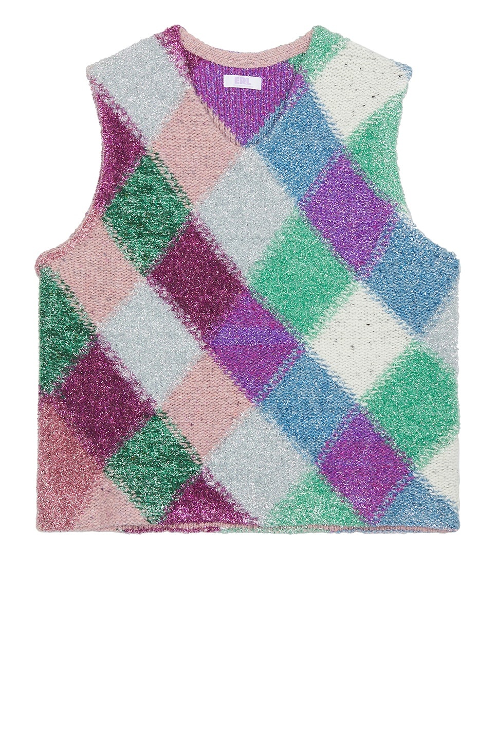 Argyle Glitter Boxy Vest Knit - 1