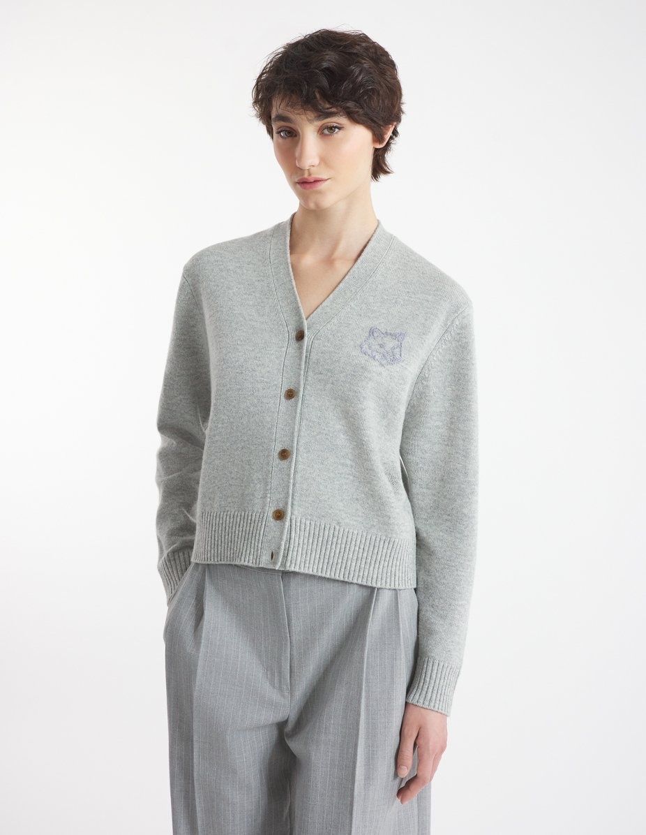 BOLD FOX HEAD EMBROIDERED CROPPED CARDIGAN - 3