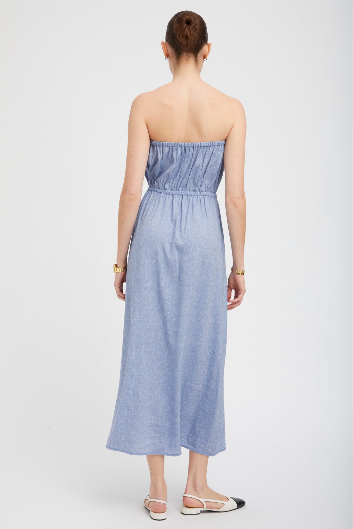 BLUE LINEN MARIE MAXI DRESS - 5
