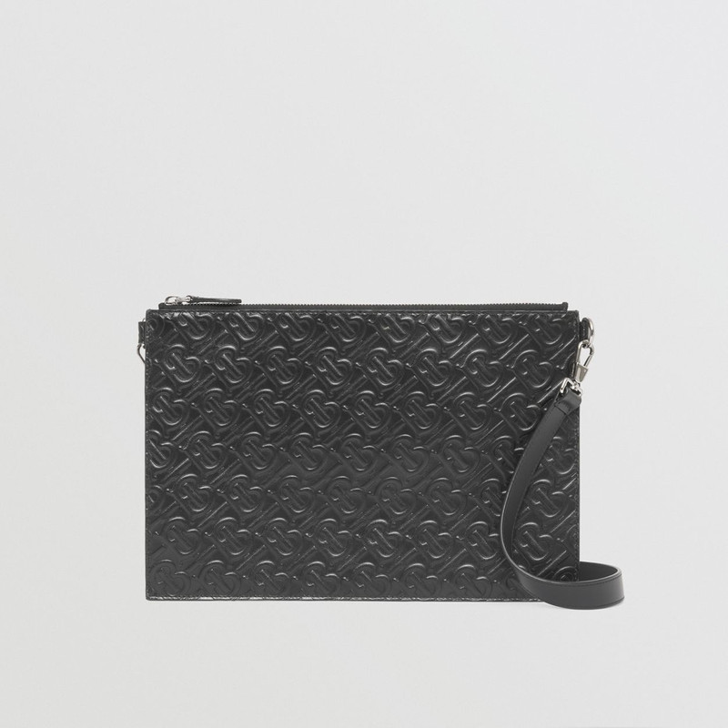 Embossed Monogram Leather Zip Pouch 1