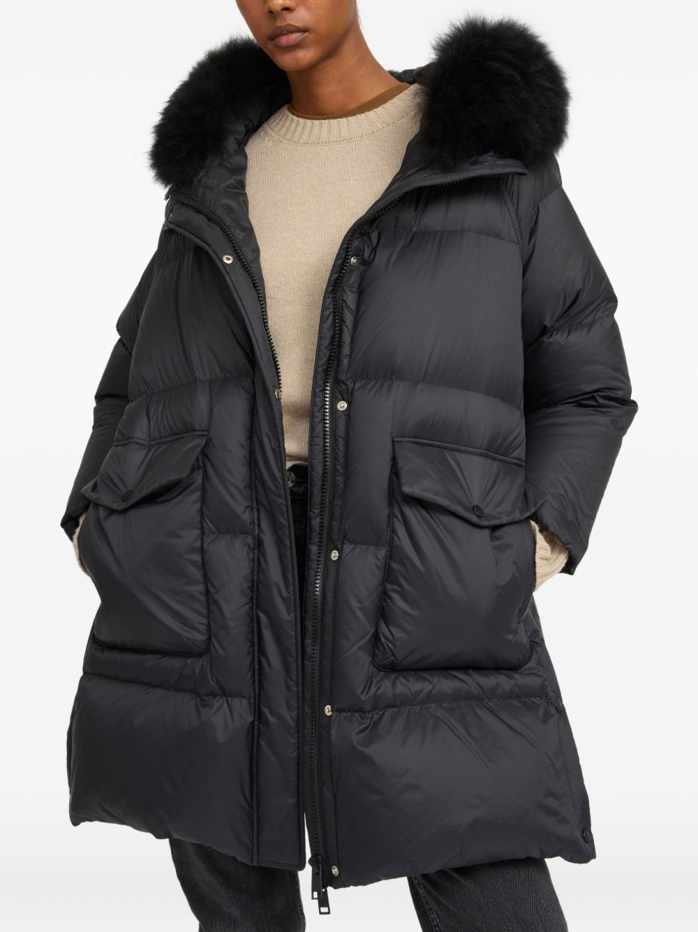 lambshearling-hooded down jacket - 3