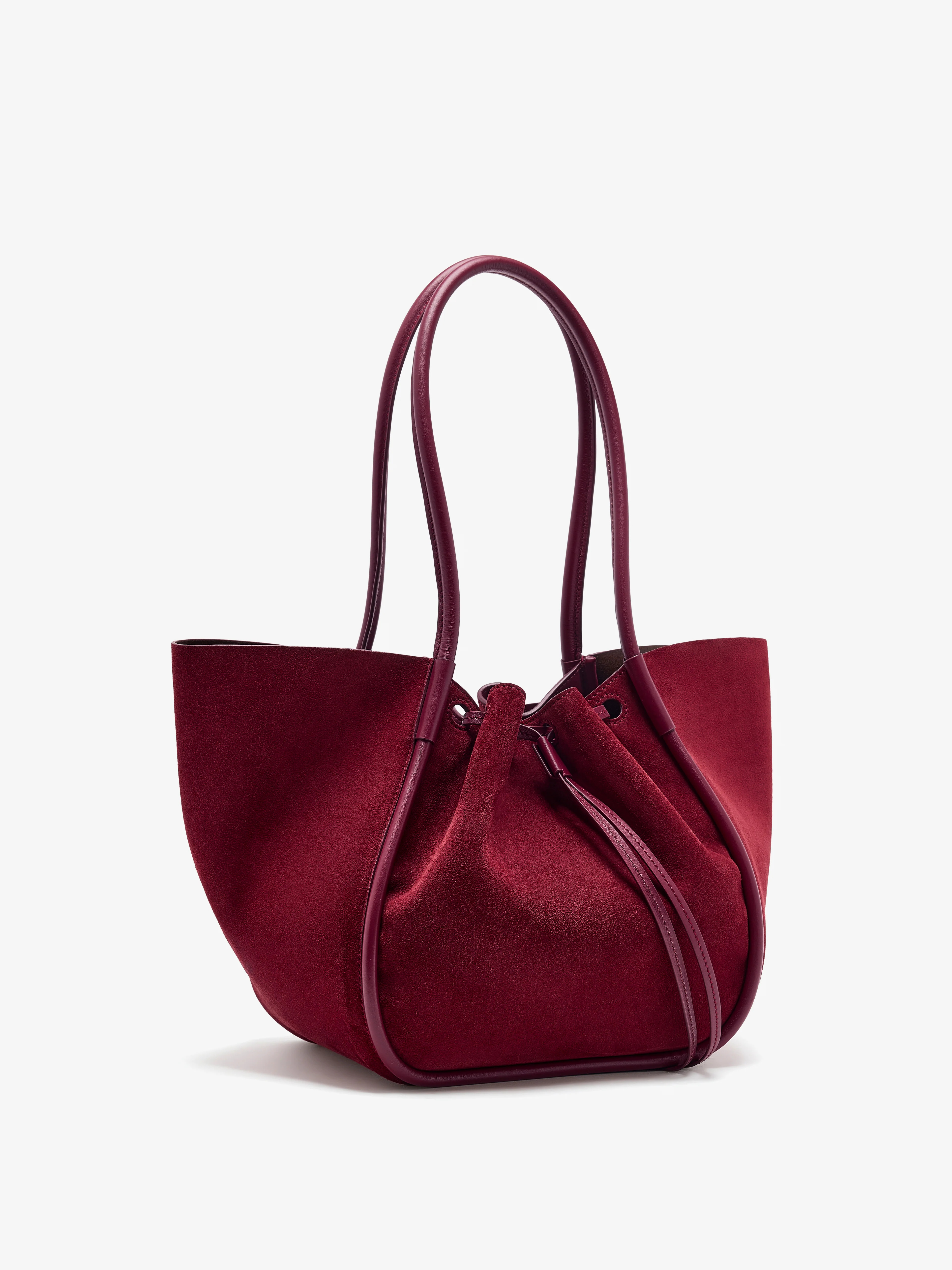 Large Ruched Tote in Soft Suede - 3