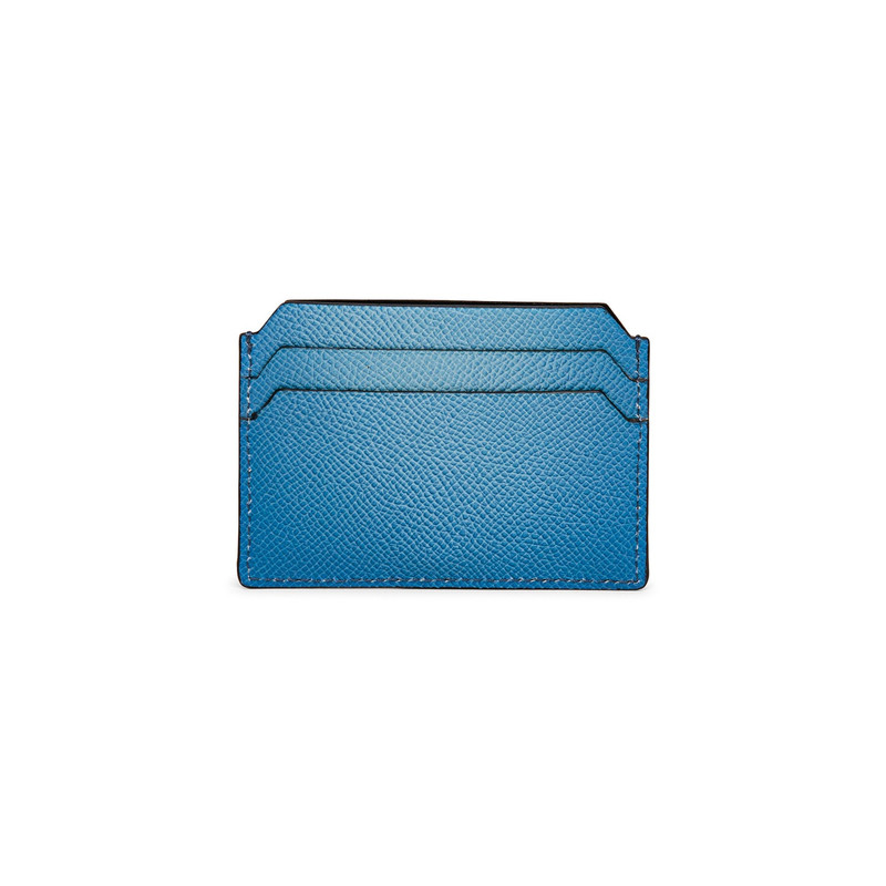 Santoni Light blue saffiano leather credit card holder outlook