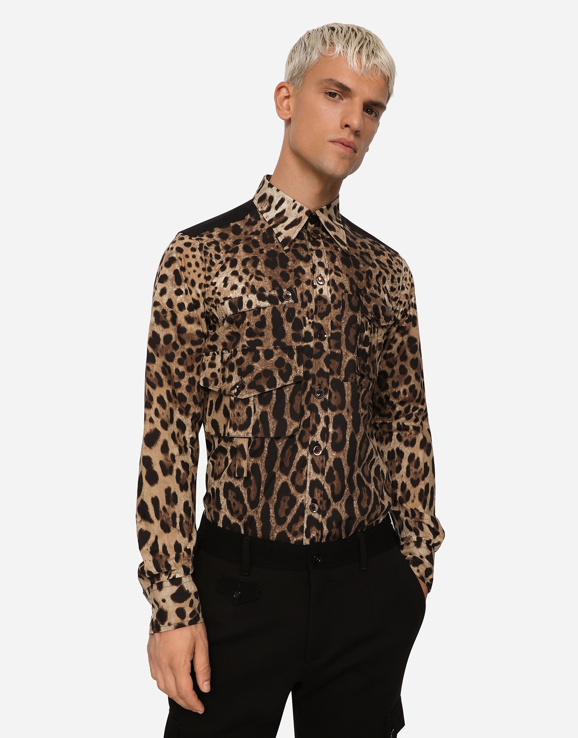 Leopard-print cotton shirt with multiple pockets - 2