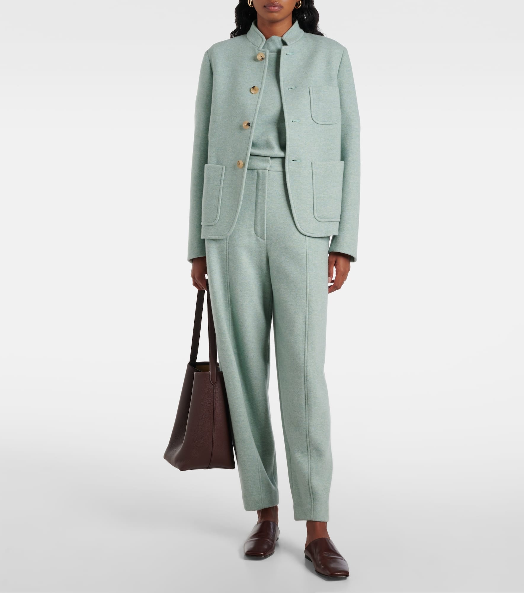 High-rise cashmere-blend tapered pants - 2