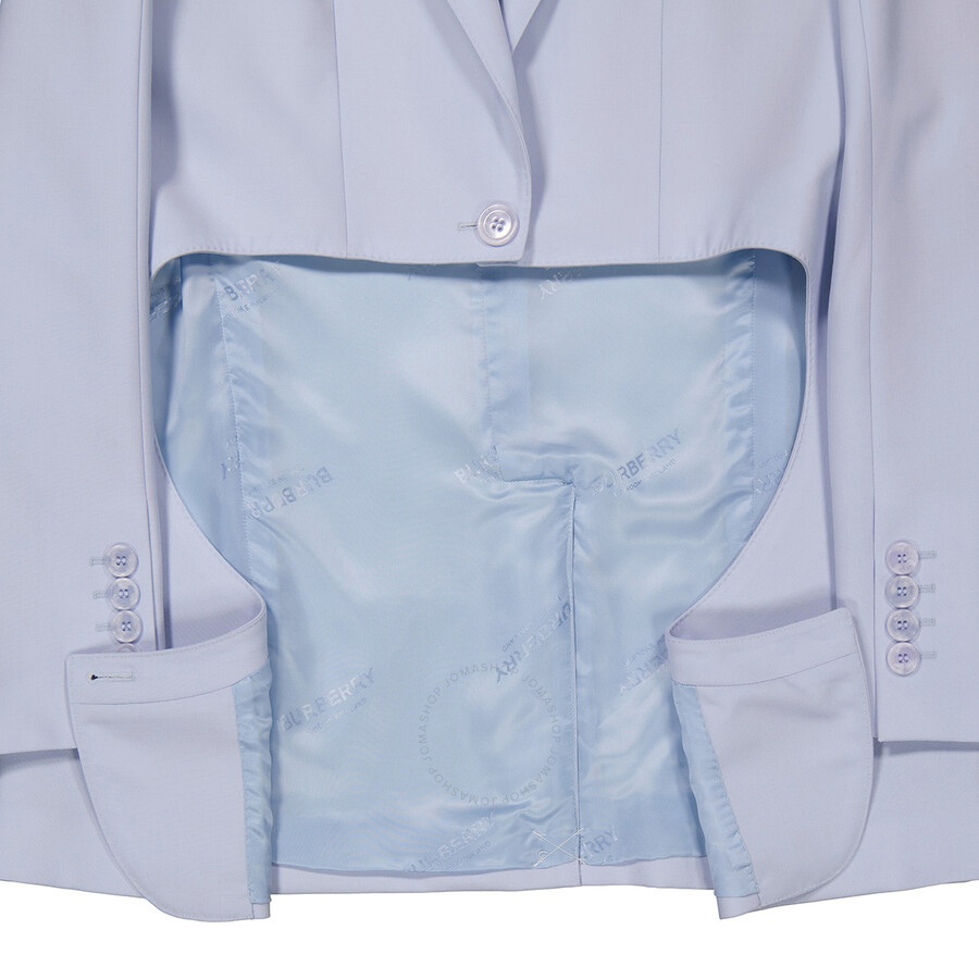 Burberry Ladies Pale Blue Wool Step-through Blazer - 6
