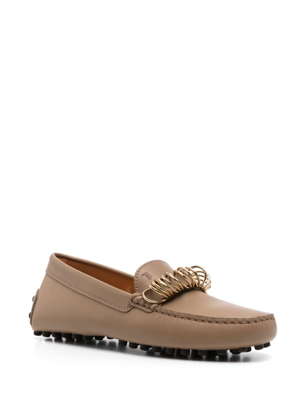 ring-hardware leather loafers - 2