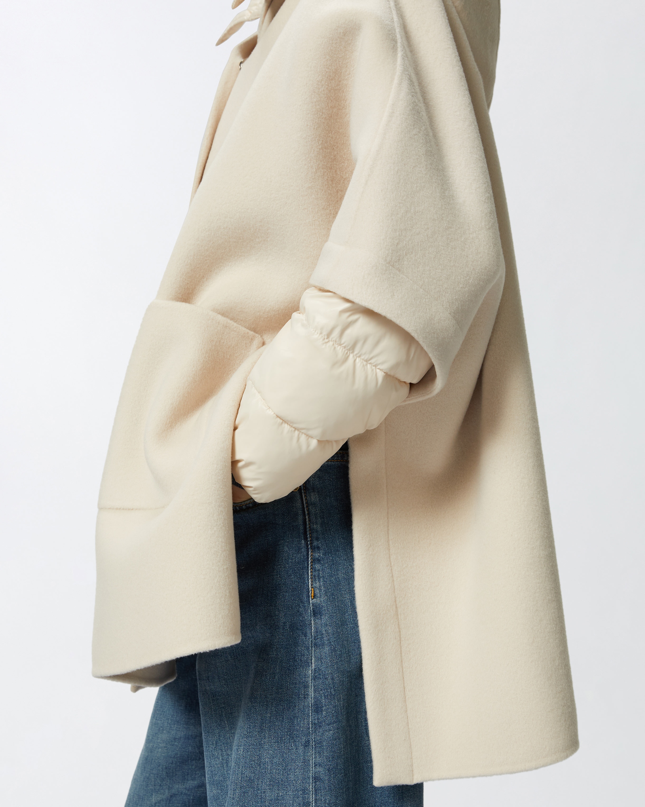 SHORT CAPE COAT WITH PADDED PUFFER - 5