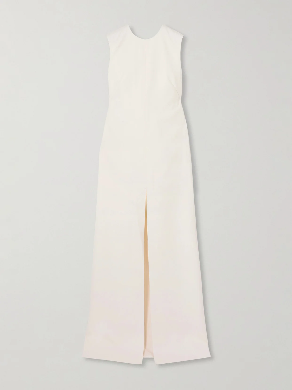 Tuxedo Open-back Draped Silk-blend Satin-trimmed Wool Maxi Dress - 1