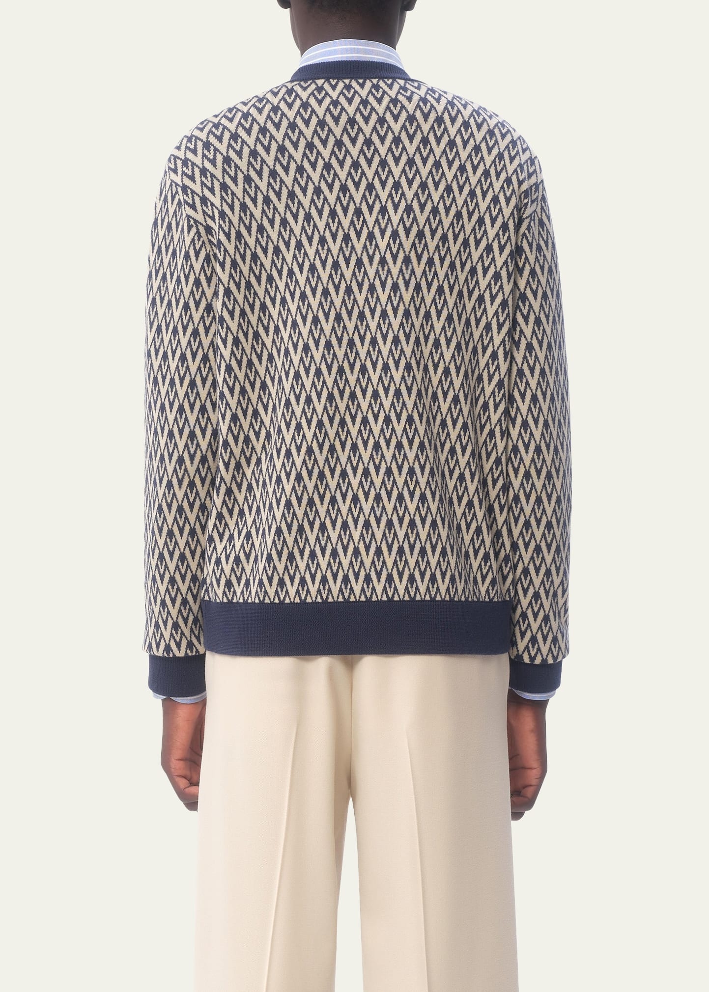 Men's V Jacquard Wool Sweater - 3