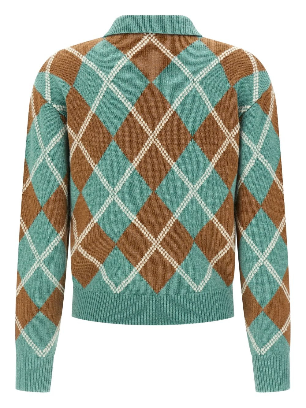 argyle-pattern wool-cashmere polo shirt - 2