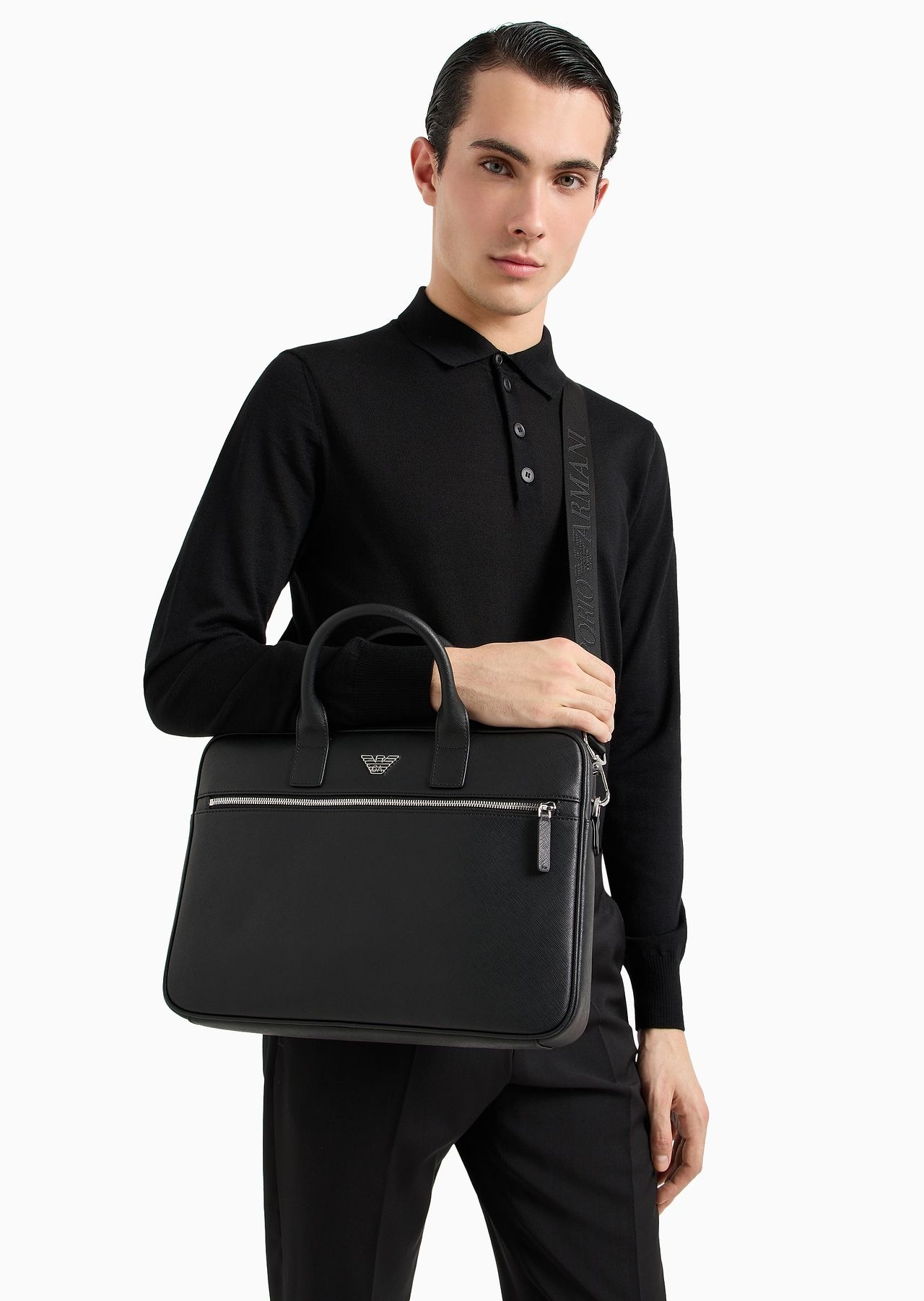 ASV regenerated Saffiano leather business bag with eagle plate - 7