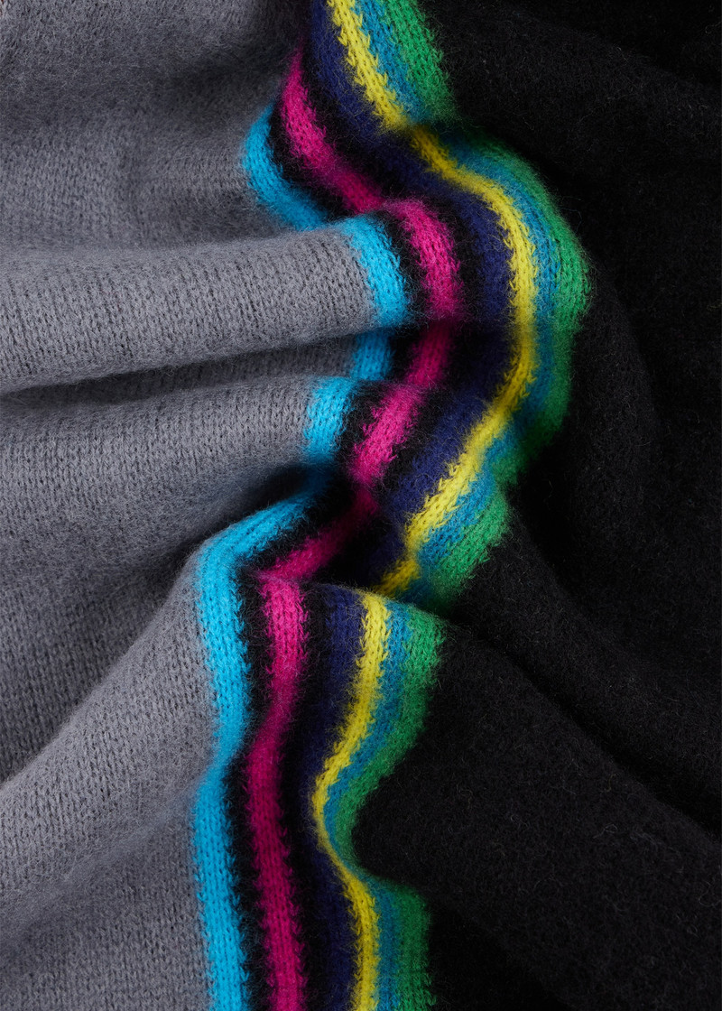 Black Reversible 'Sports Stripe' Scarf 4