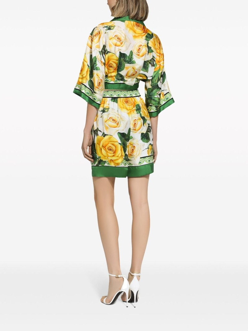 rose-print silk shorts 3