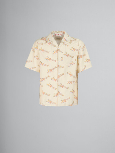 Marni BEIGE PRINTED ORGANIC POPLIN BOWLING SHIRT outlook