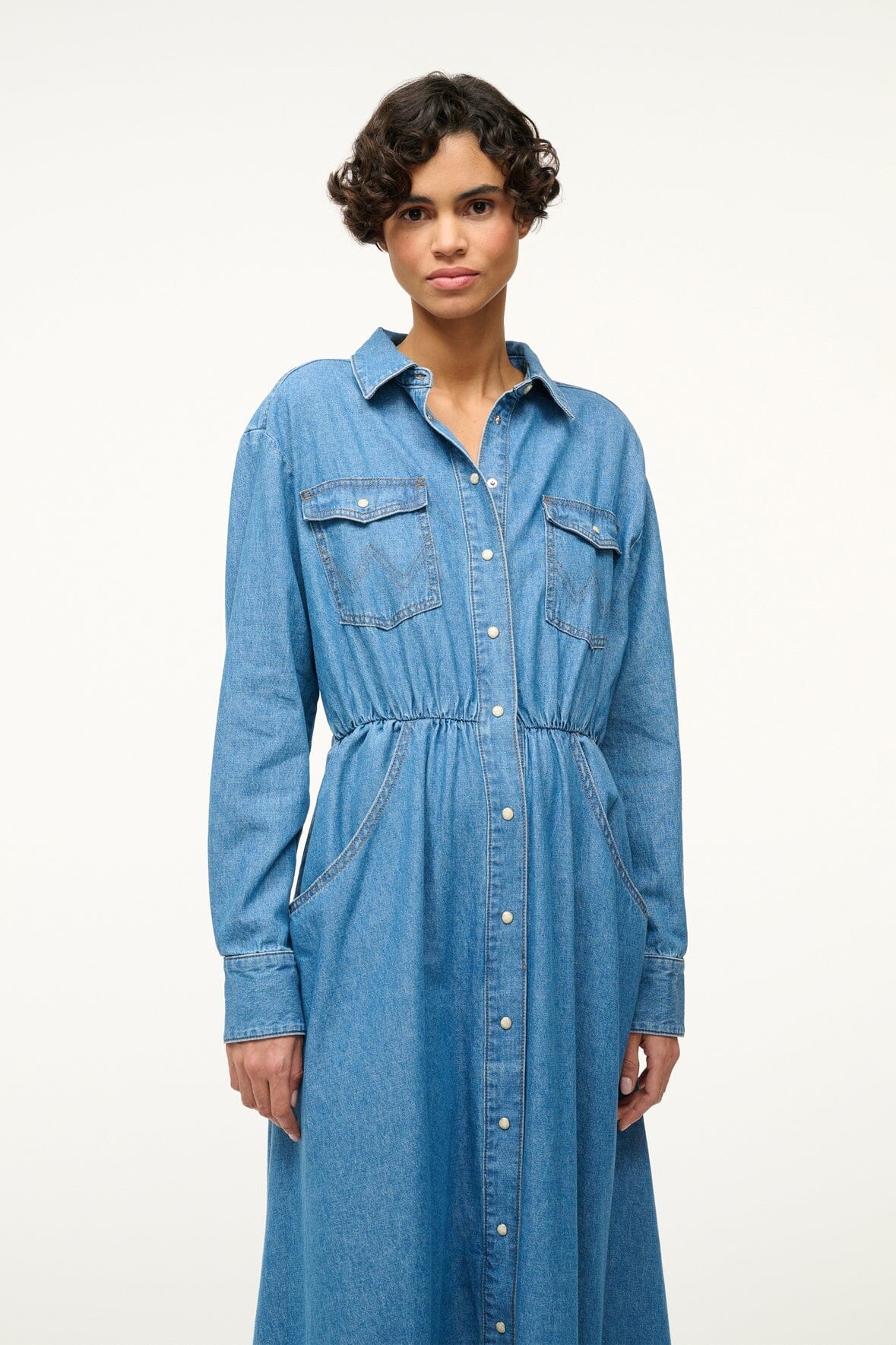 STAUD WRANGLER THE MIDI SHIRT DRESS - 4