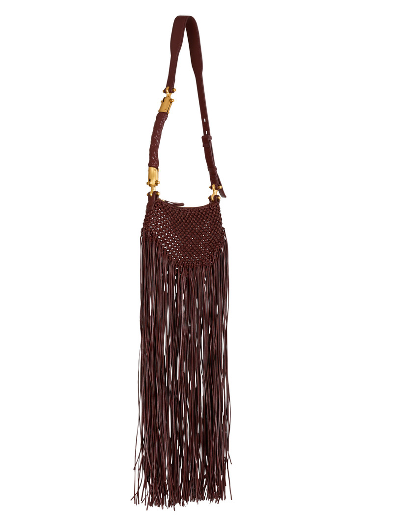 Fringed Ébène Hobo Mini bag in woven leather 4