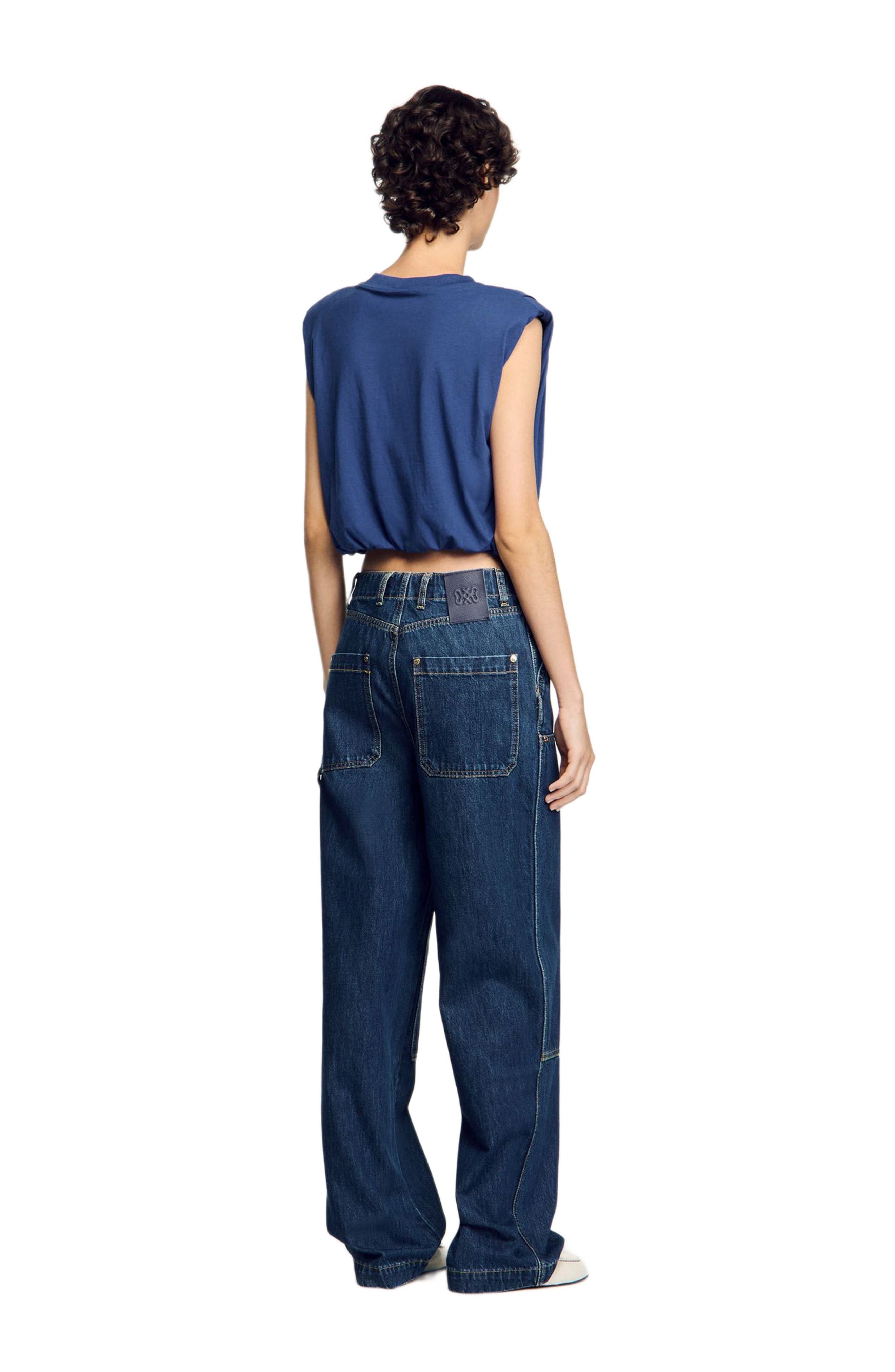 SANDRO Short draped T-shirt in Navy Blue at Nordstrom - 2