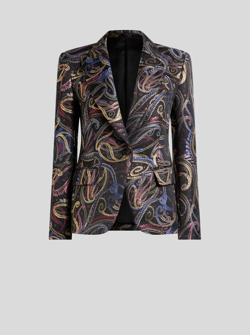 SINGLE-BREASTED JACKET IN DUCHESSE JACQUARD WITH PAISLEY FOLIAGE MOTIF 1