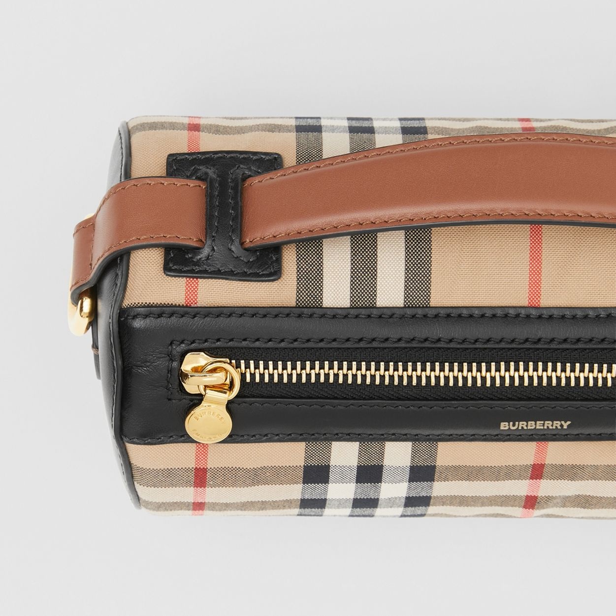 The Vintage Check and Leather Barrel Bag - 2