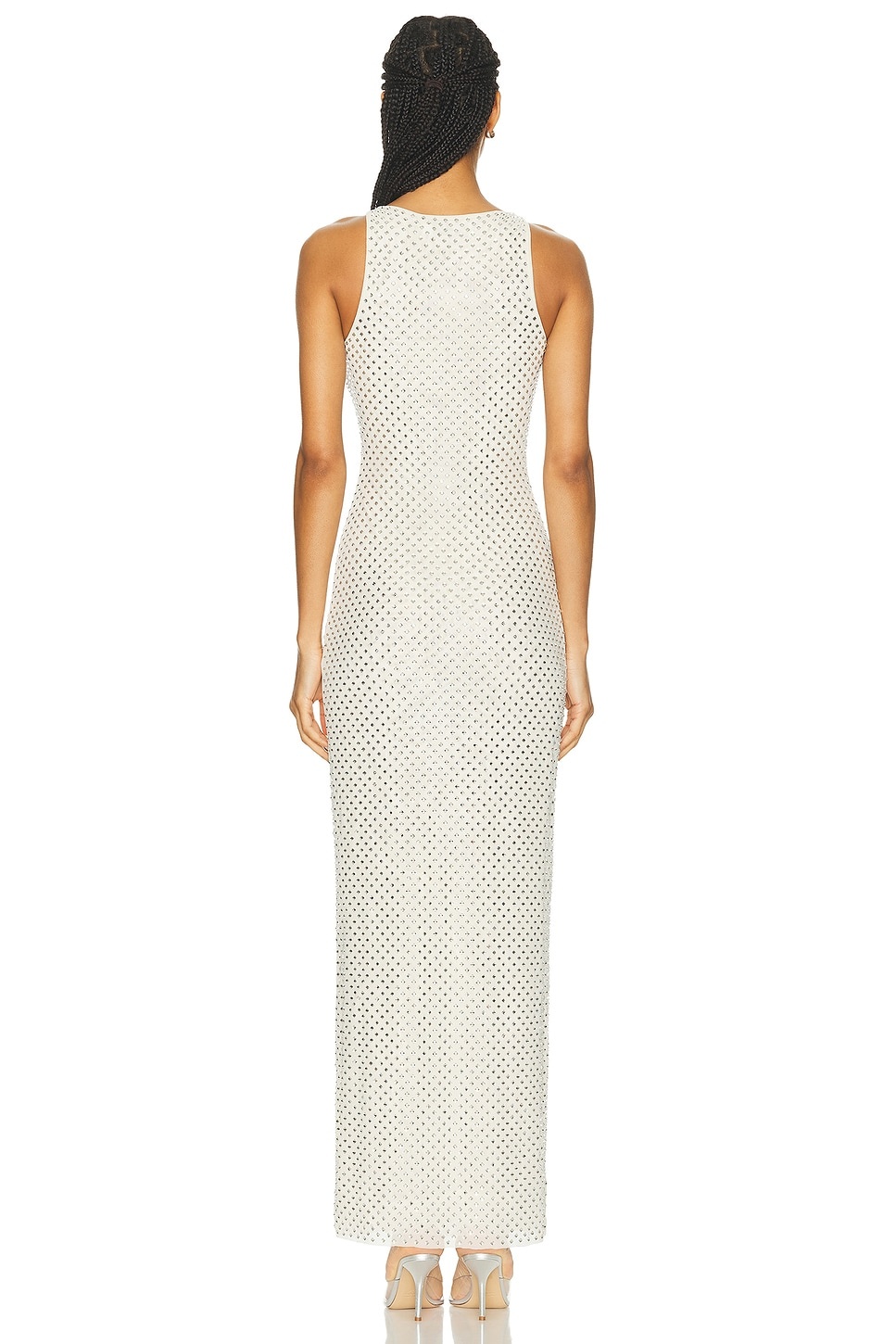 Mesh Rhinestone Maxi Dress - 3