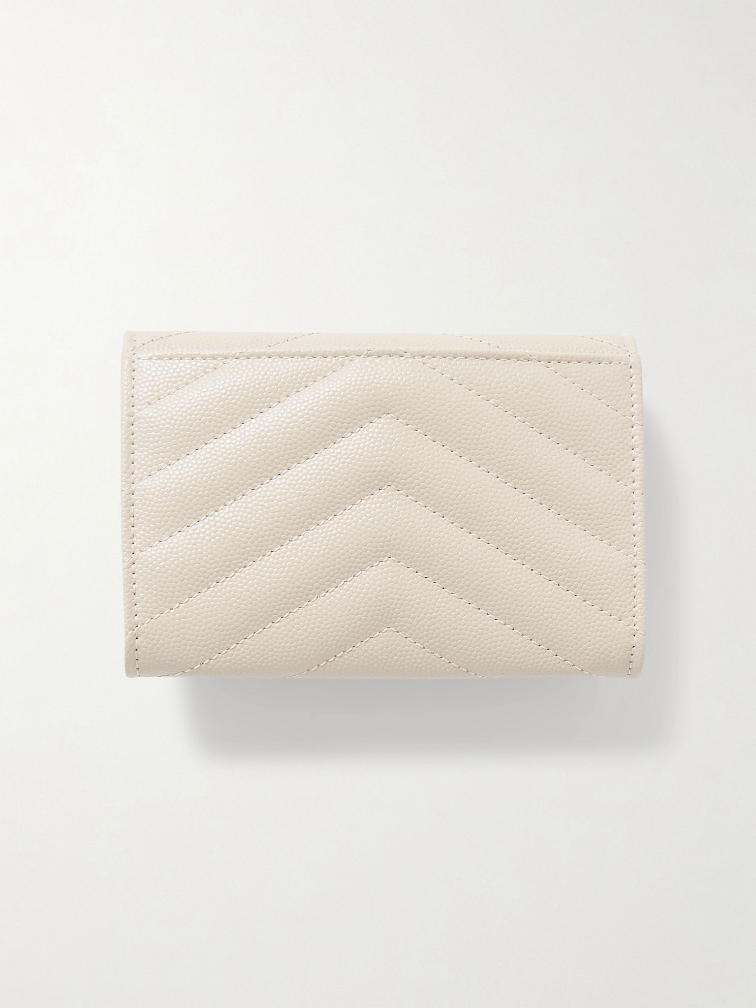 Monogramme Envelope quilted textured-leather wallet Off-white - 3