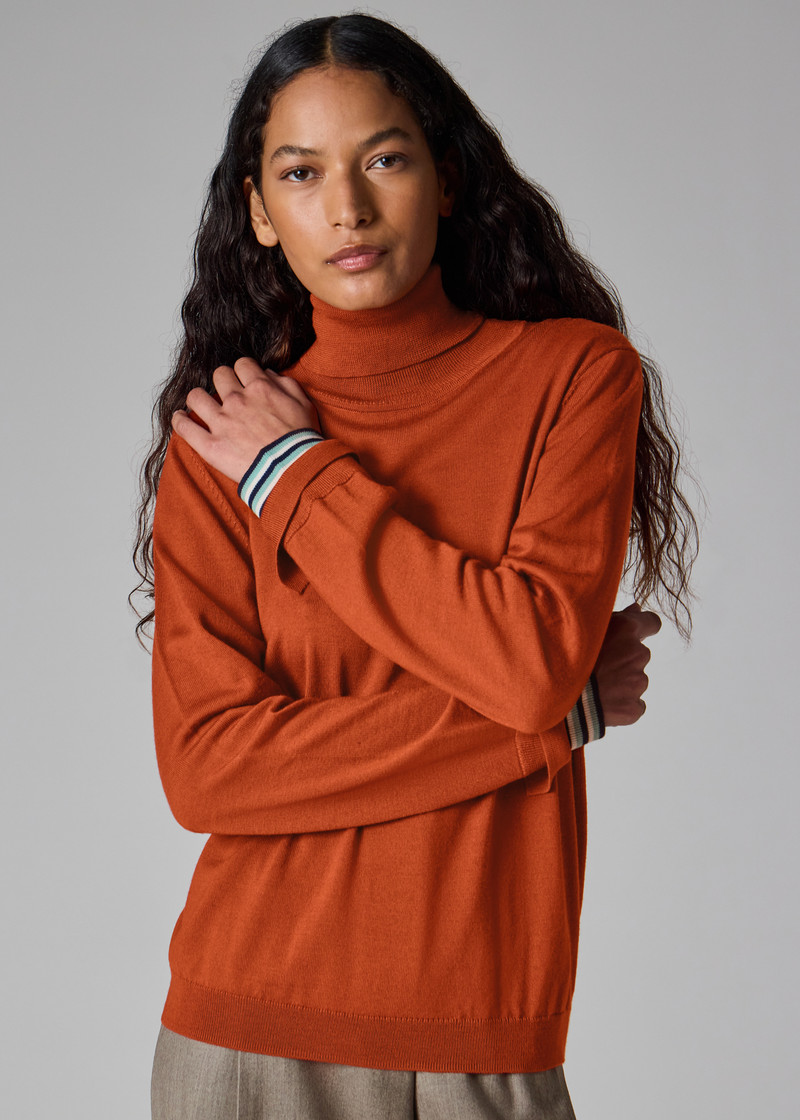 Paul Smith Women's Orange Merino Wool Roll Neck Sweater outlook