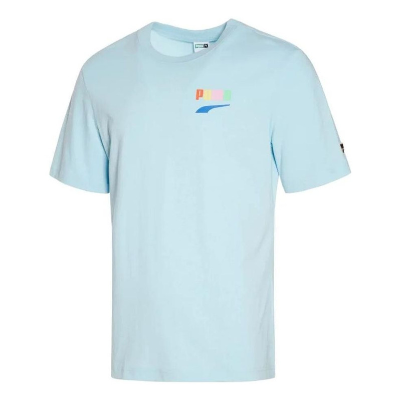 PUMA Printed Casual T-Shirt 'Blue Yellow Pink' 531335-90 - 1