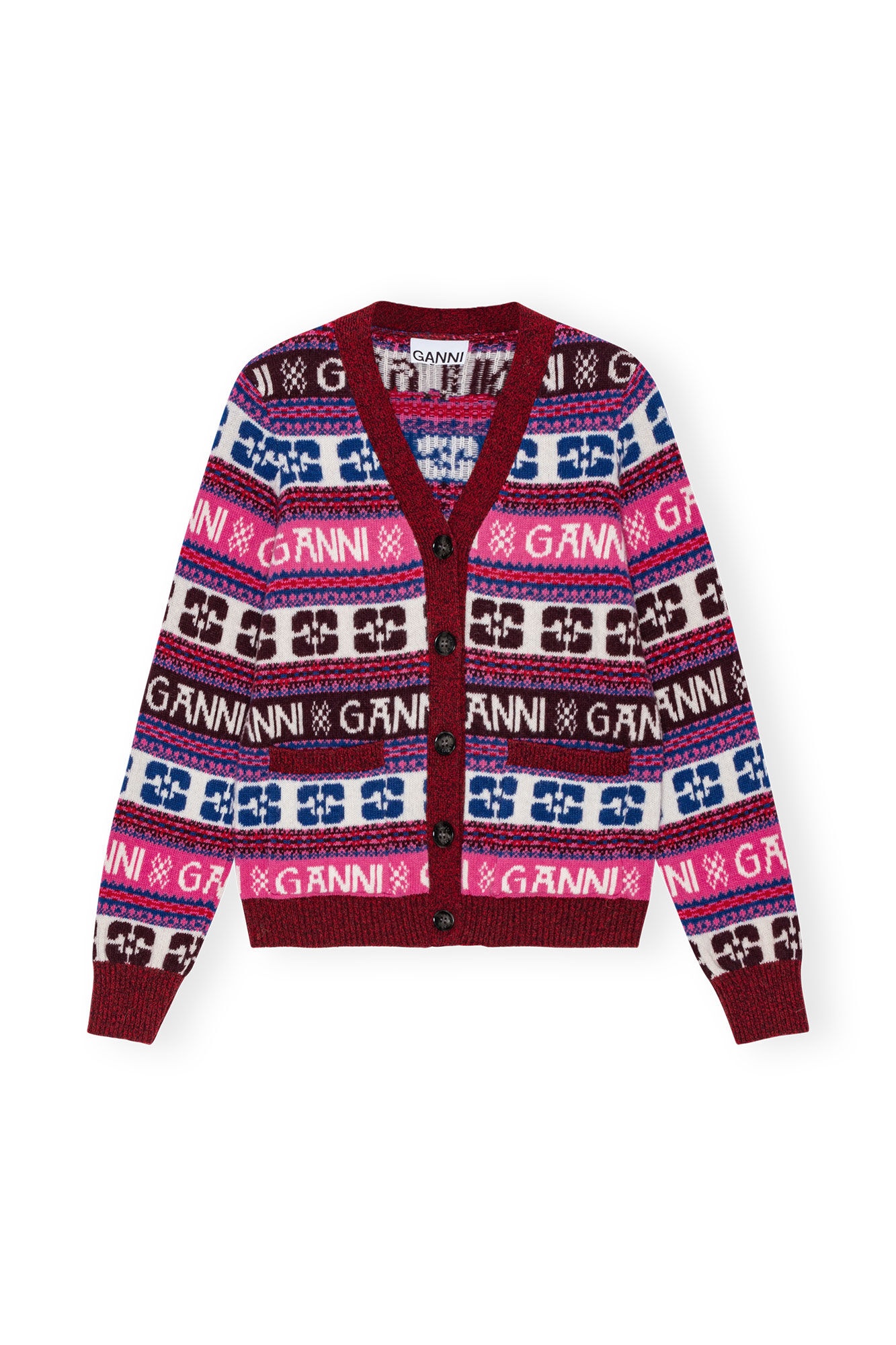 PINK LOGO WOOL MIX CARDIGAN - 6