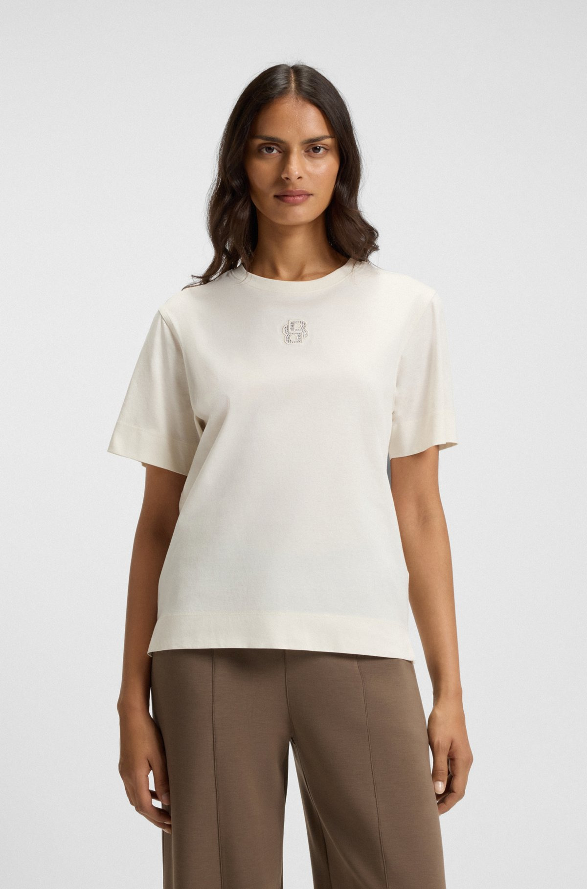 MERCERIZED-COTTON T-SHIRT WITH DOUBLE B MONOGRAM - 2
