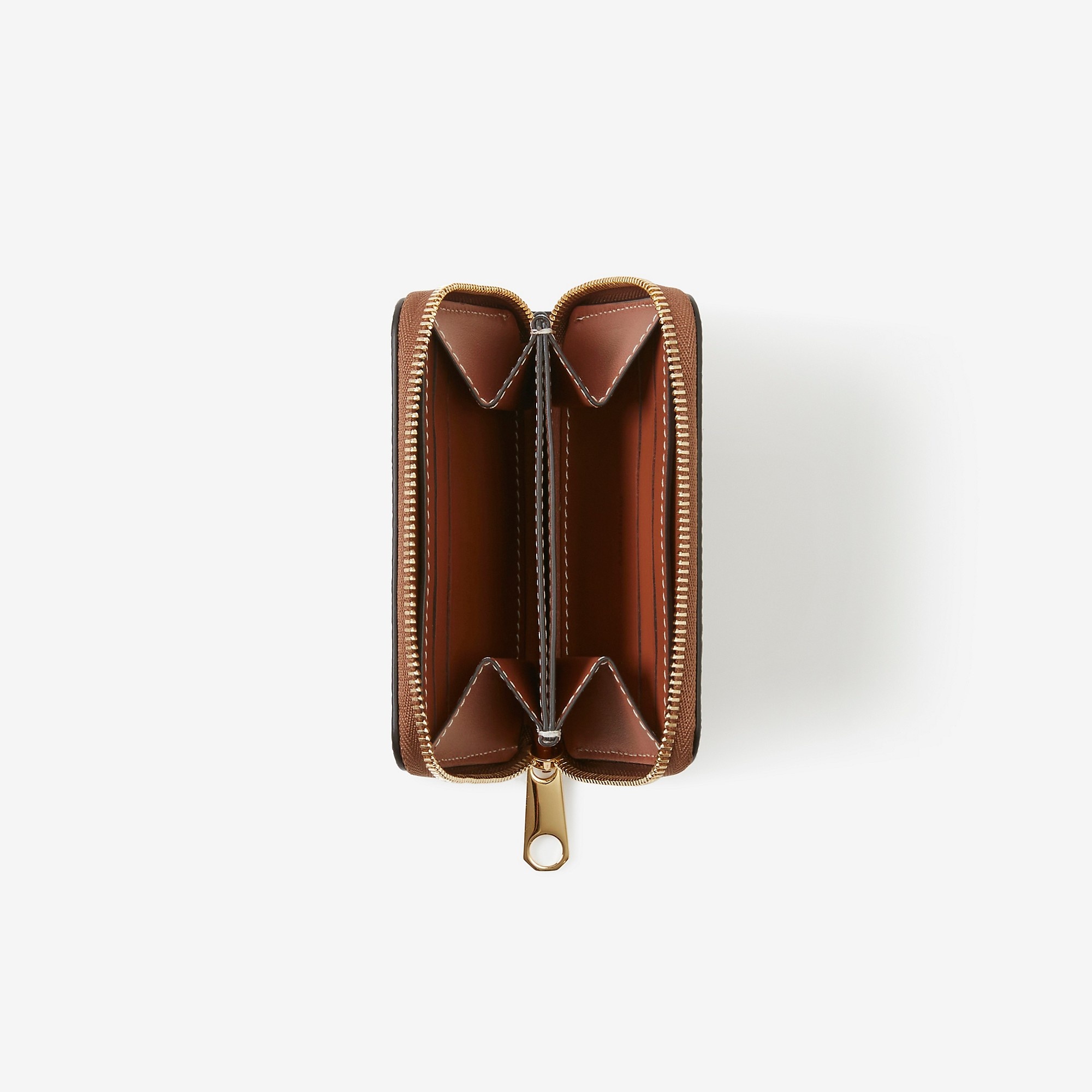 Check and Leather Zip Wallet - 2