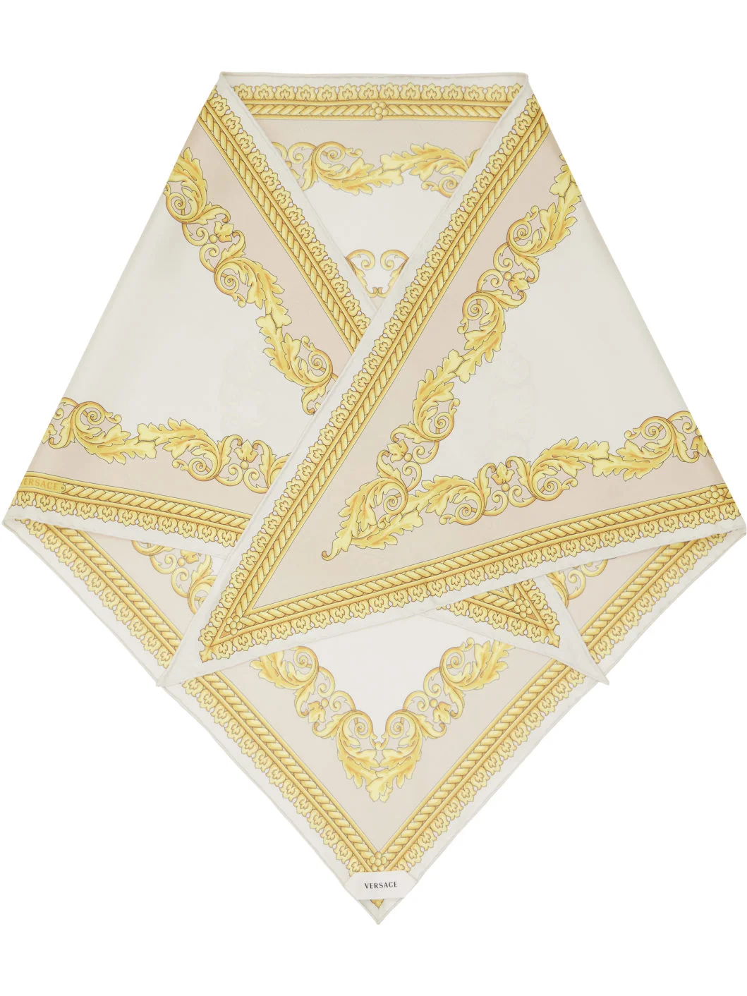 Off-White & Yellow Silk Twill Triangle Head Scarf - 1
