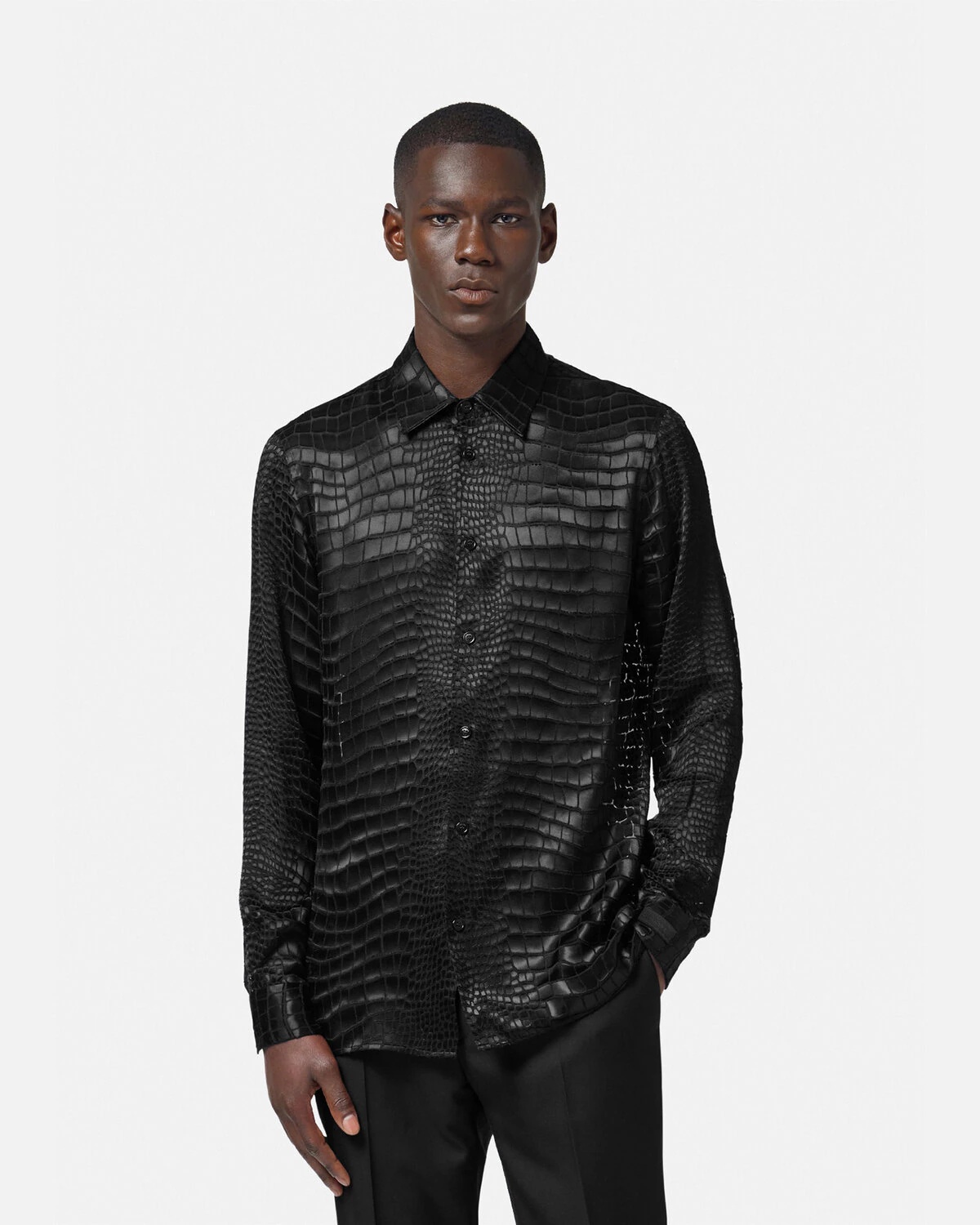 Croc-Effect Devoré Silk Shirt - 3