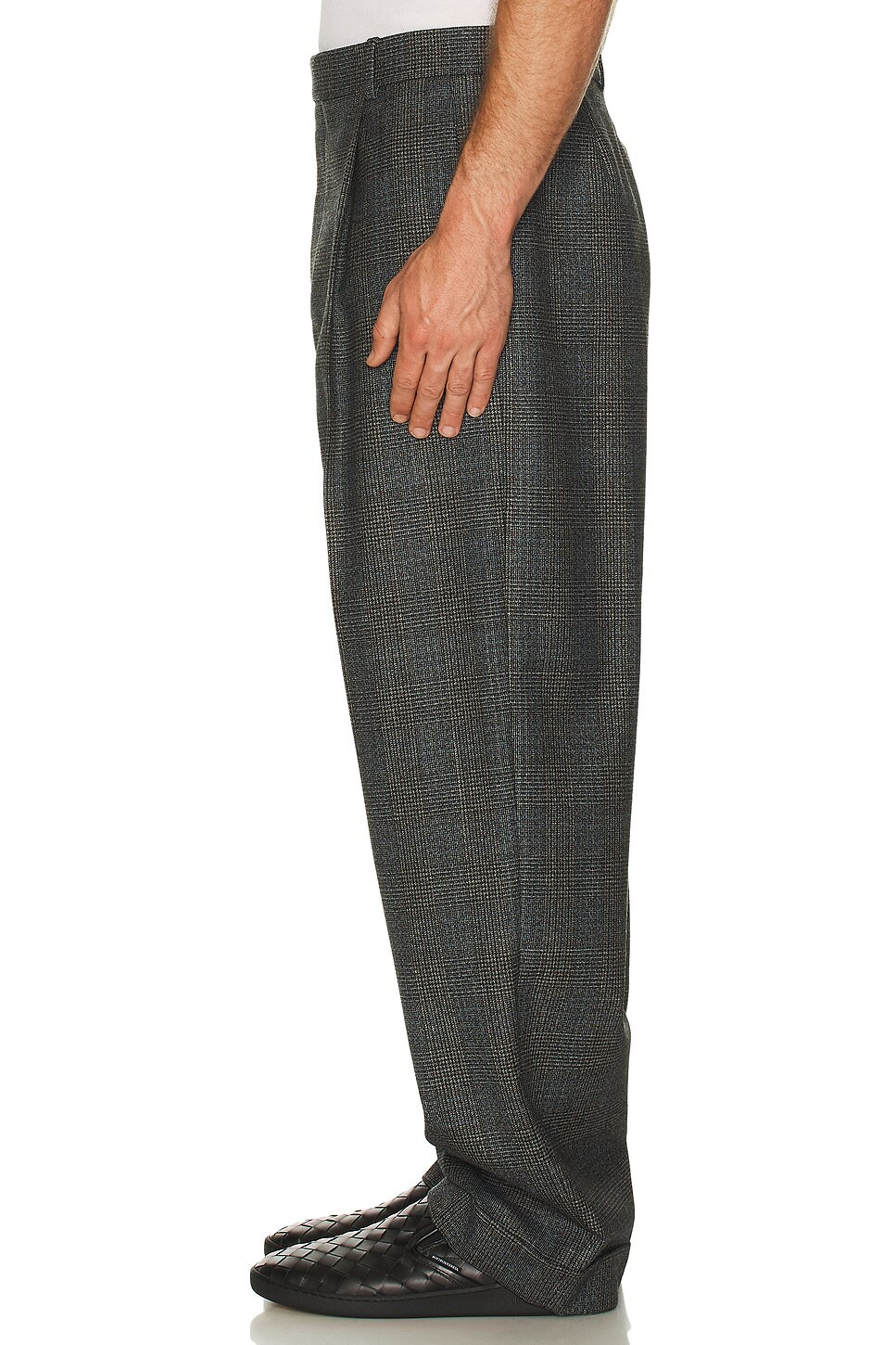 Wool Prince Of Wales One Pleat Trousers - 5