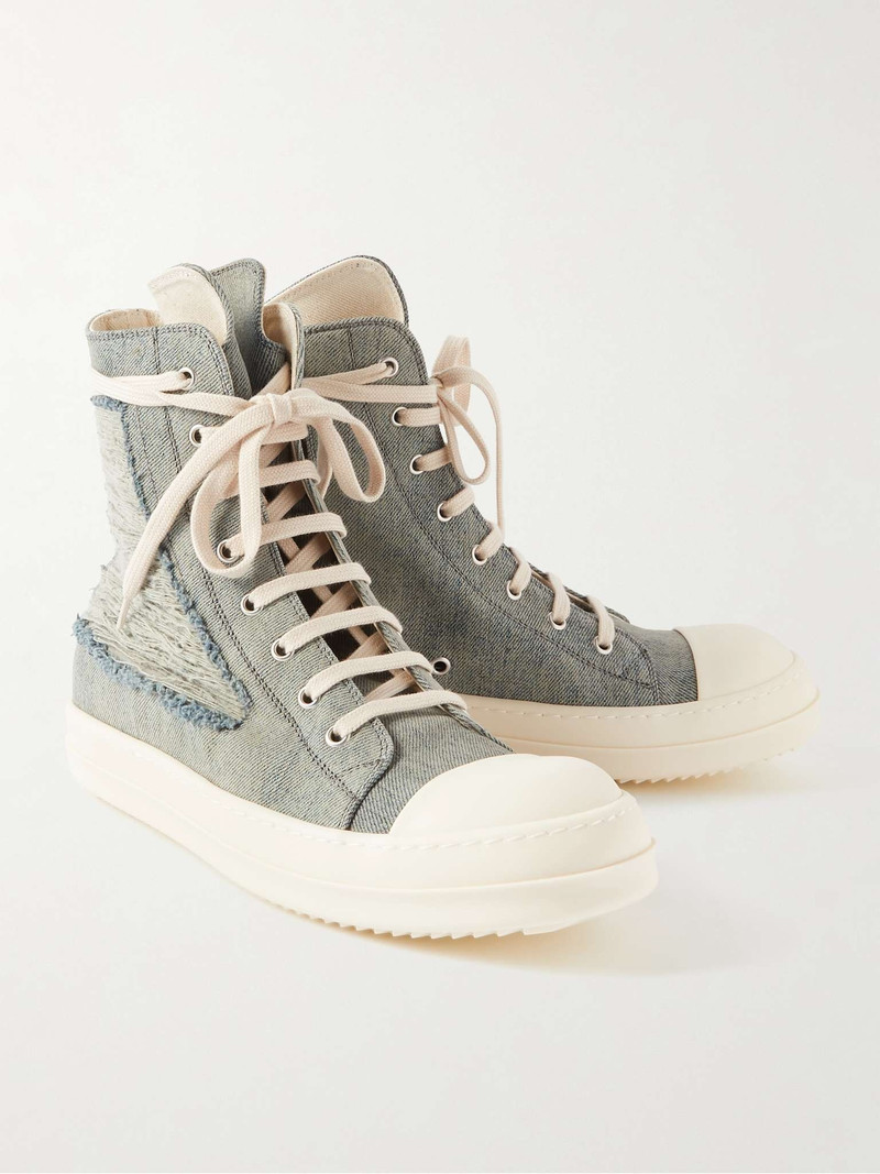 Distressed Denim High-Top Sneakers 4
