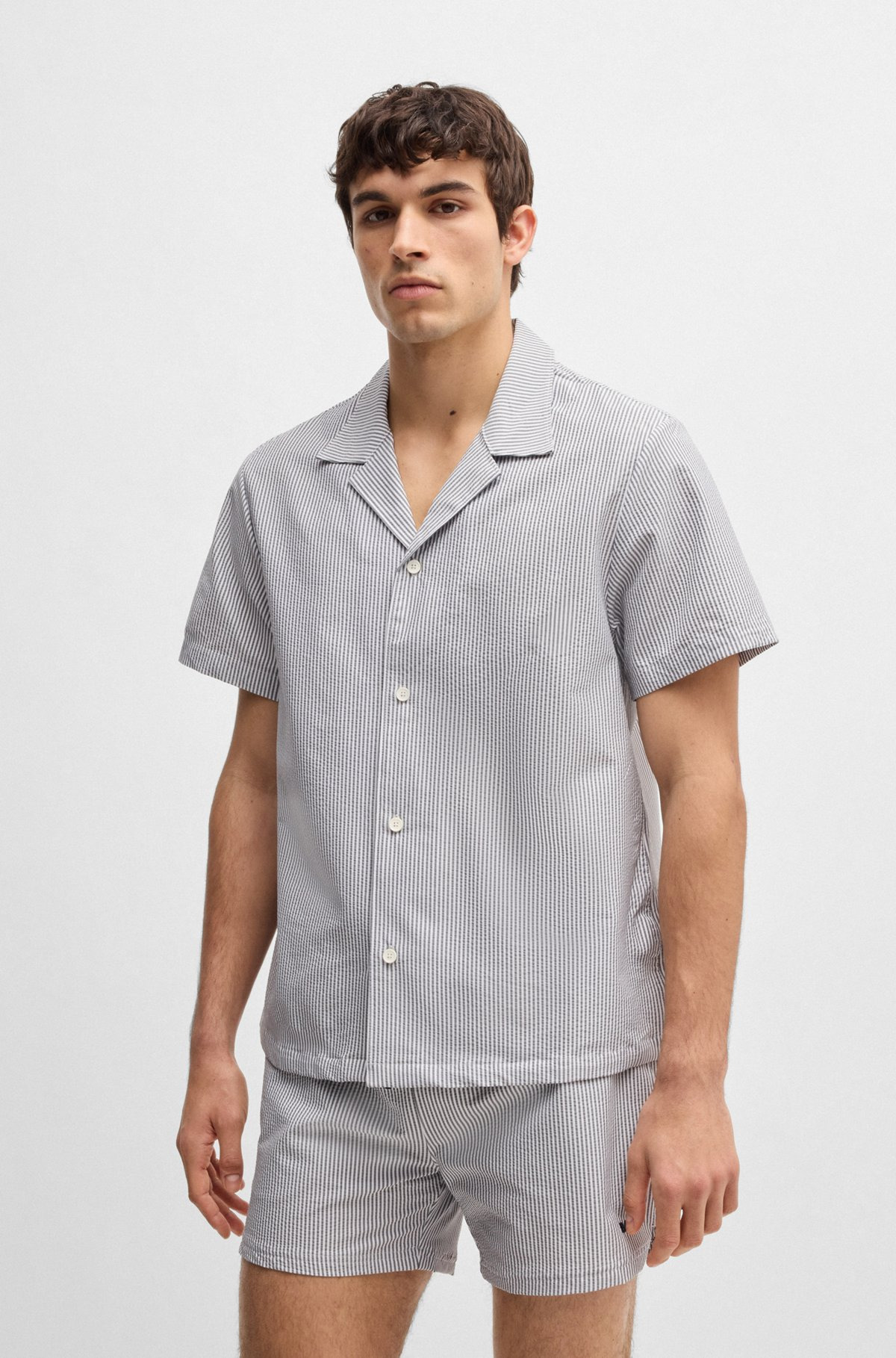 REGULAR-FIT BEACH SHIRT IN SEERSUCKER FABRIC - 2