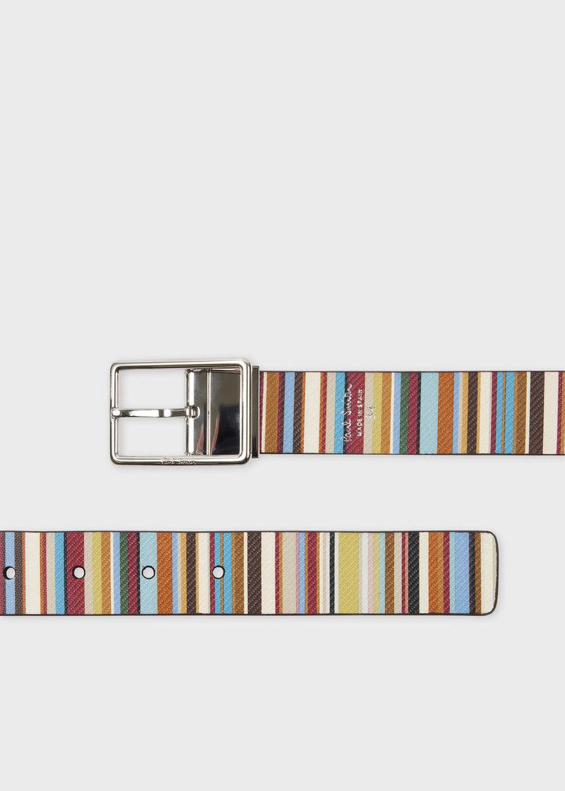 Paul Smith Black Leather Reversible 'Signature Stripe' Cut-To-Fit Belt outlook