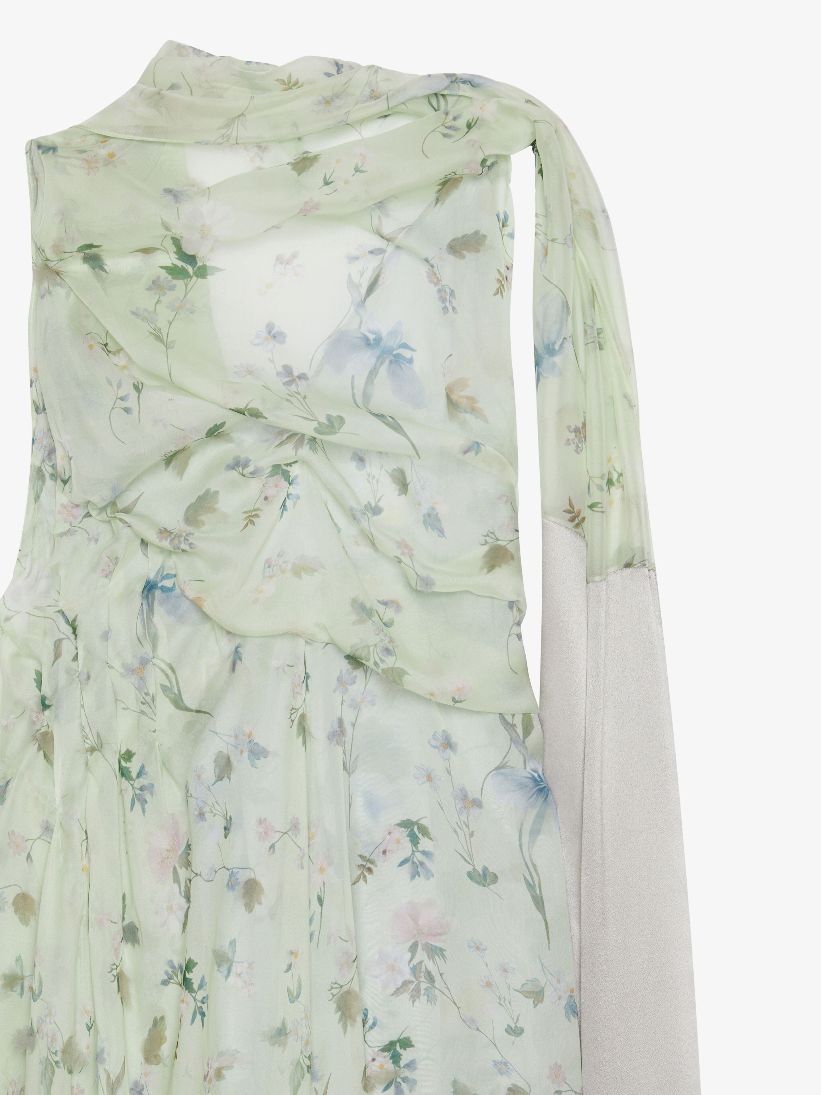 PRINTED DRAPED DRESS IN SILK CHIFFON WITH LAVALLIÈRE - 5