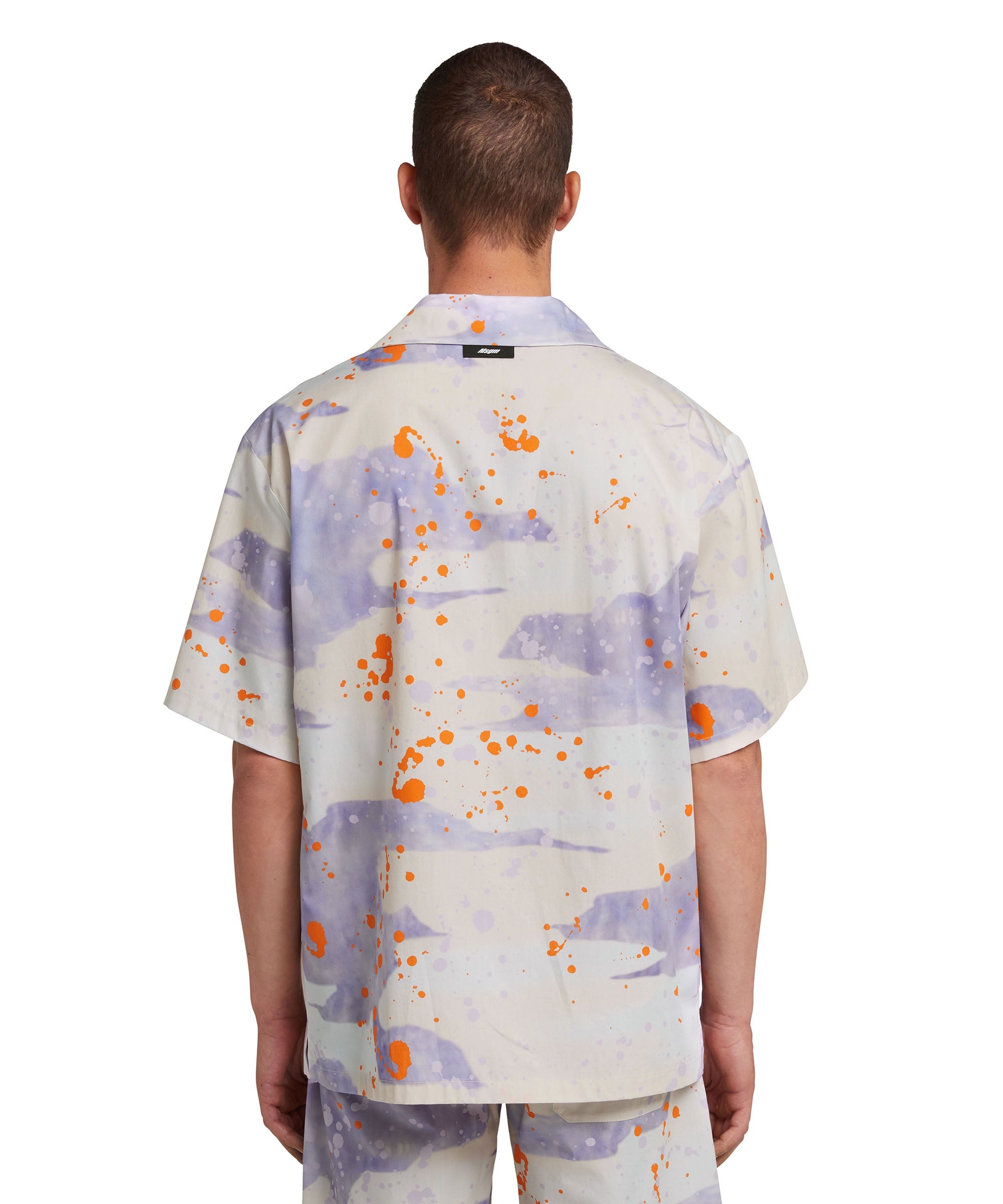 Poplin bowling shirt with "dripping camo" print - 3