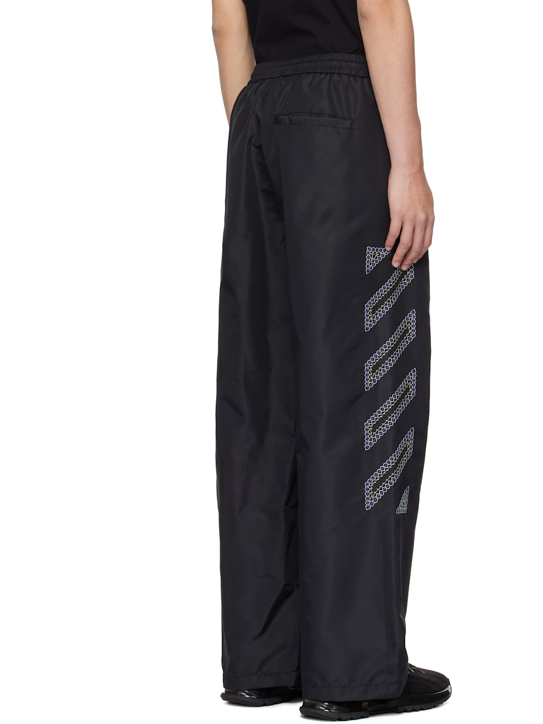 Black Diag Outl Nylon Faille Track Pants - 3