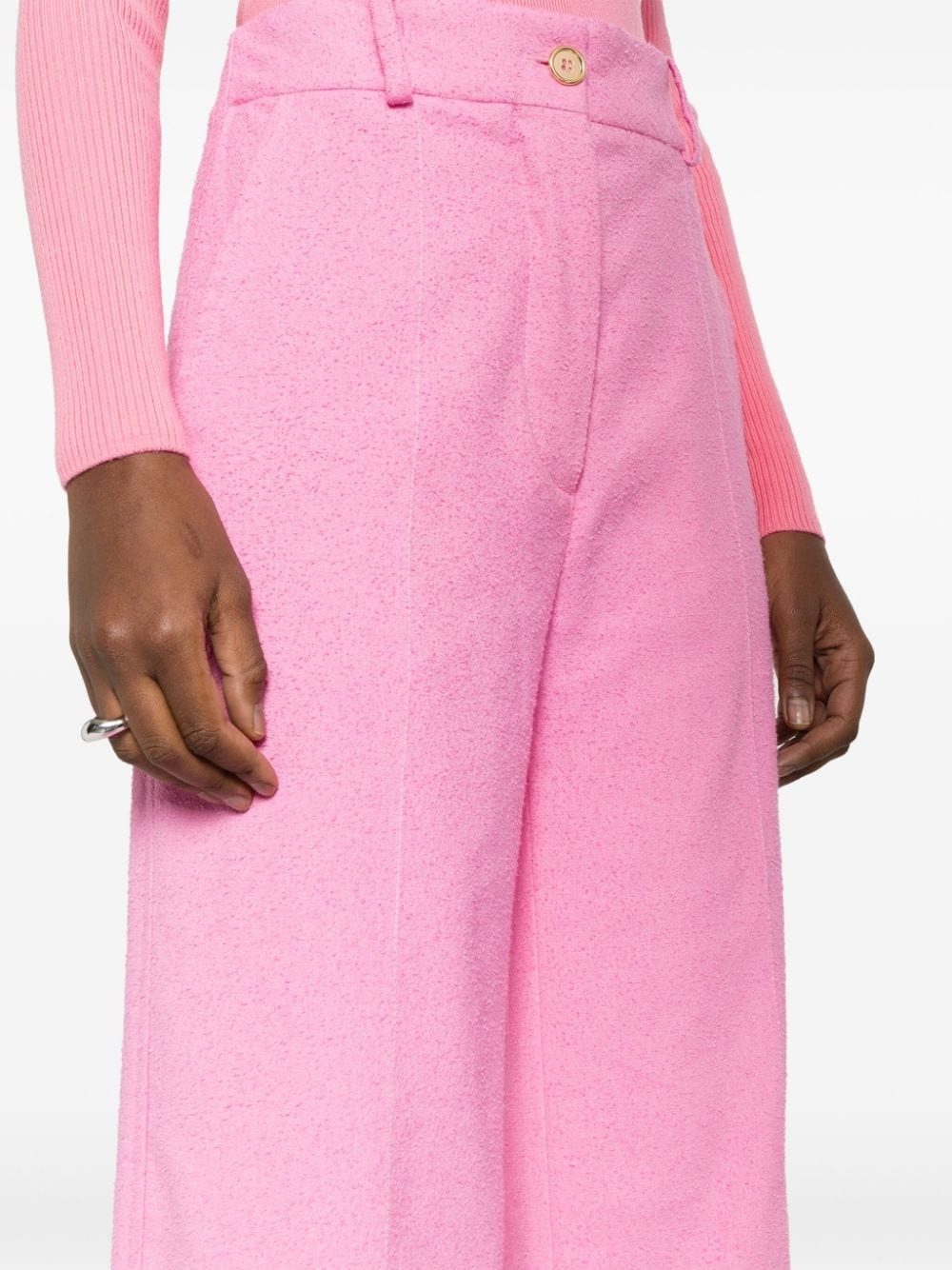 towelling-finish straight-leg trousers - 5