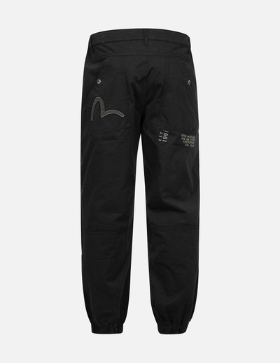 EVISU SEAGULL APPLIQUÉ EMBROIDERY AND SLOGAN PRINT RELAX FIT CARGO PANTS outlook