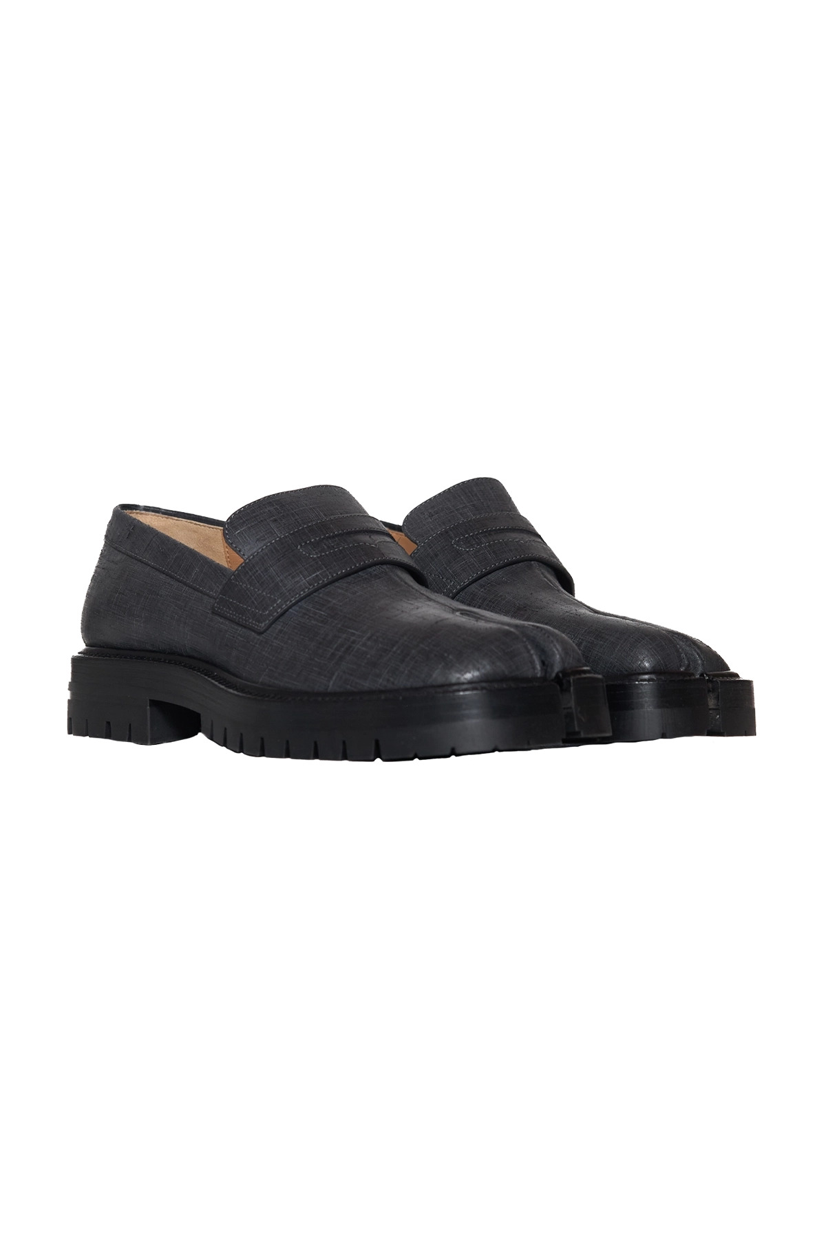 Maison Margiela Scratched Waxy Leather Tabi County Loafer Black - 2